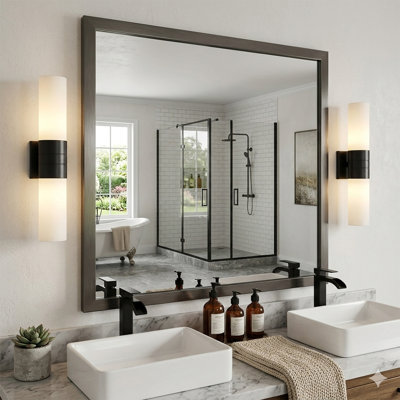 2 Light Led Bathroom Vanity Light With Cylindrical Glass Shade In Oil Rubbed Bronze Finish