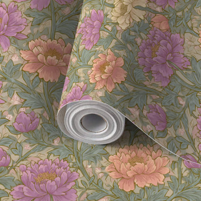 Papier auto-adhésif à peler et coller de luxe à surface florale, motifs de jardin rétroéclairés et rêveurs, auto-adhésif et amovible 17,7 po x 118 po (45 x 300 cm)
