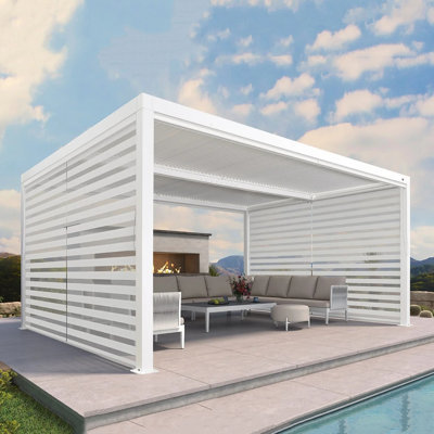 Pergola en aluminium avec abat-jour roulant, 2 côtés courts