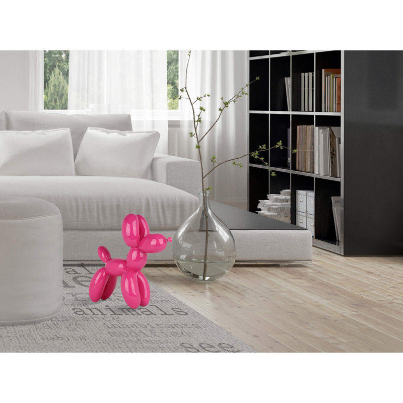 Dog Balloon Large Resin Statue, Pink, 27cm H x 26cm W x 9.5cm D