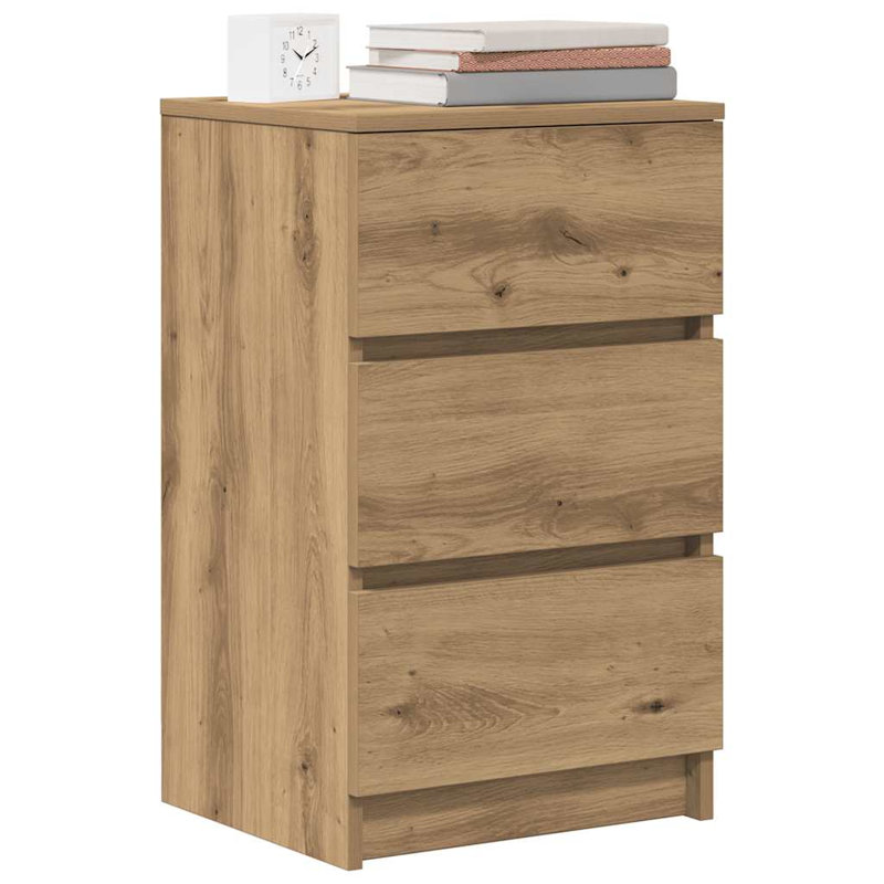 Bedside Cabinet With 3 Drawers 39X35x65 Cm, Artisan Oak