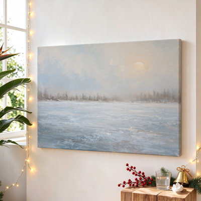 Rivière d'hiver sous un soleil pâle, tableau sur toile tendue, 61 x 91 cm, décoration murale moderne pour salon et chambre