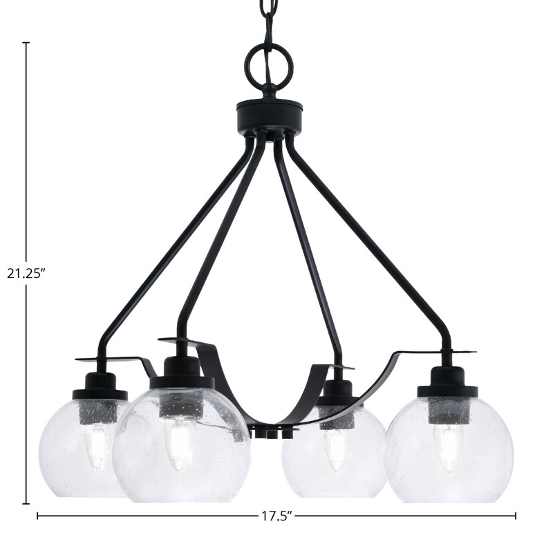 Lustre 4 lumières Odyssey Downlight, Clair, Noir mat, H 21,5 po x l 19 po x P 19 po