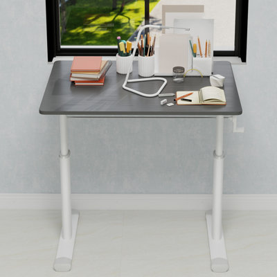 Bureau d'étude à hauteur réglable pour enfants et adultes, table de bureau multifonctionnelle, design compact, plateau gris de 60 cm x 80 cm | Idée de cadeau