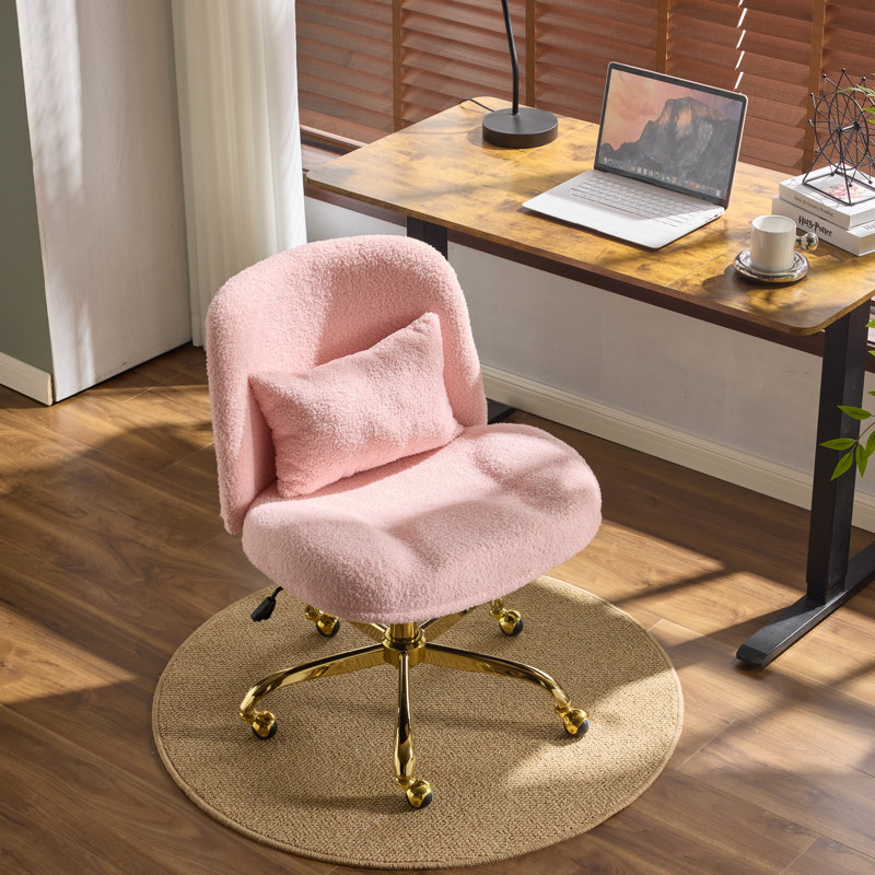 Faux Sherpa Task Office Chair, Pink