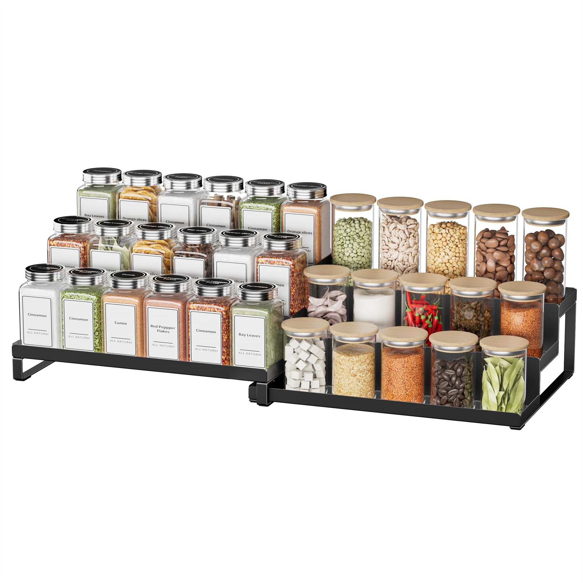 Belfry Kitchen 3 Tier Spice Rack Extendable, Stackable Spice Rack ...