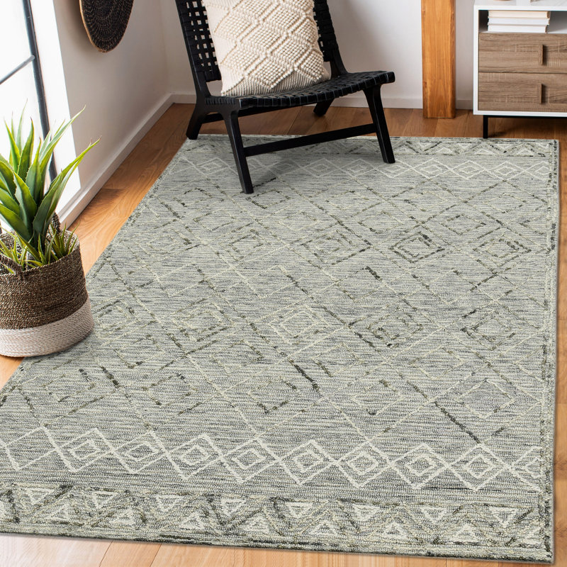 Ahnya Wool Geometric Indoor Rug, Rectangle 5' x 8'