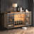 55"W Sideboard Cabinett with Sliding Barn Doors, Coffee Bar Cabinet with Wine Racks, Buffet Cabinet Table with LED Lights-1257371684