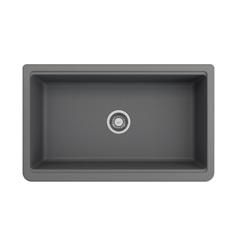 Arona 33'' L Single Basin Kitchen Sink, Concrete Gray