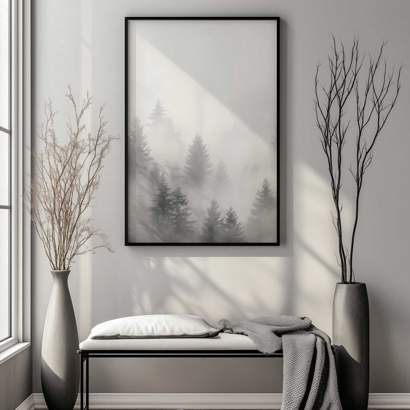 Imprimé Foggy Echoes III, Cadre en zinc patiné, H 21,25 po x l 17,25 po