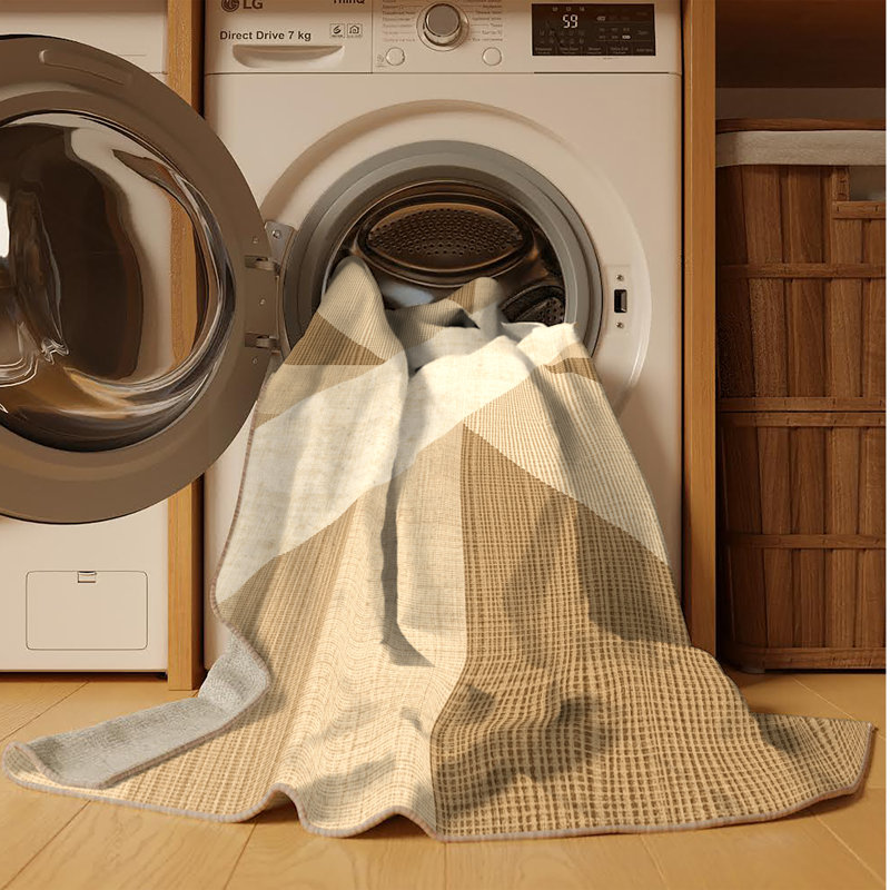 Tapis à carreaux brun et beige lavable à la machine Bemott Cottage Americana, 4 x 6