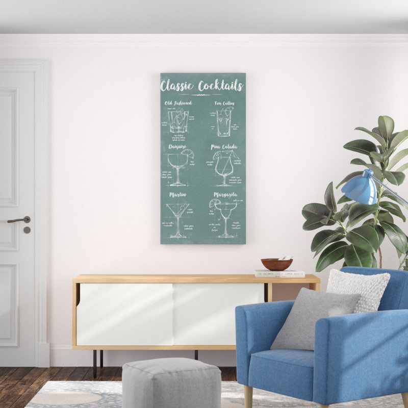 Estampe numérique « mixologie infograph », impression, Toile tendue, H 30 po x l 15 po x P 1,5 po