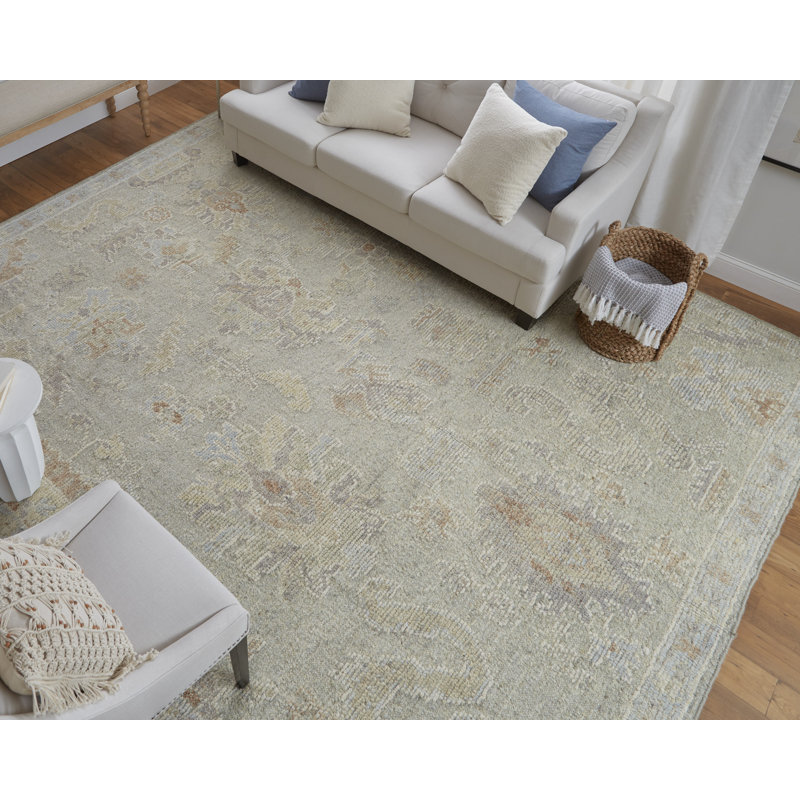 Grafton Wool Floral Area Rug in Gray, Rectangle 11'6" x 15'