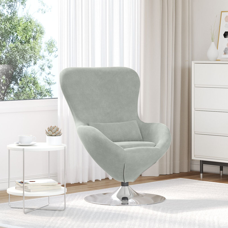 Fauteuil œuf vidaXL en velours gris clair, Gris clair