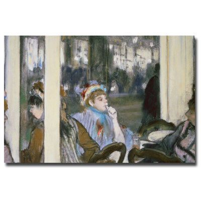 «Women on a Cafe Terrace, 1877» par Edgar Degas, reproduction sur toile