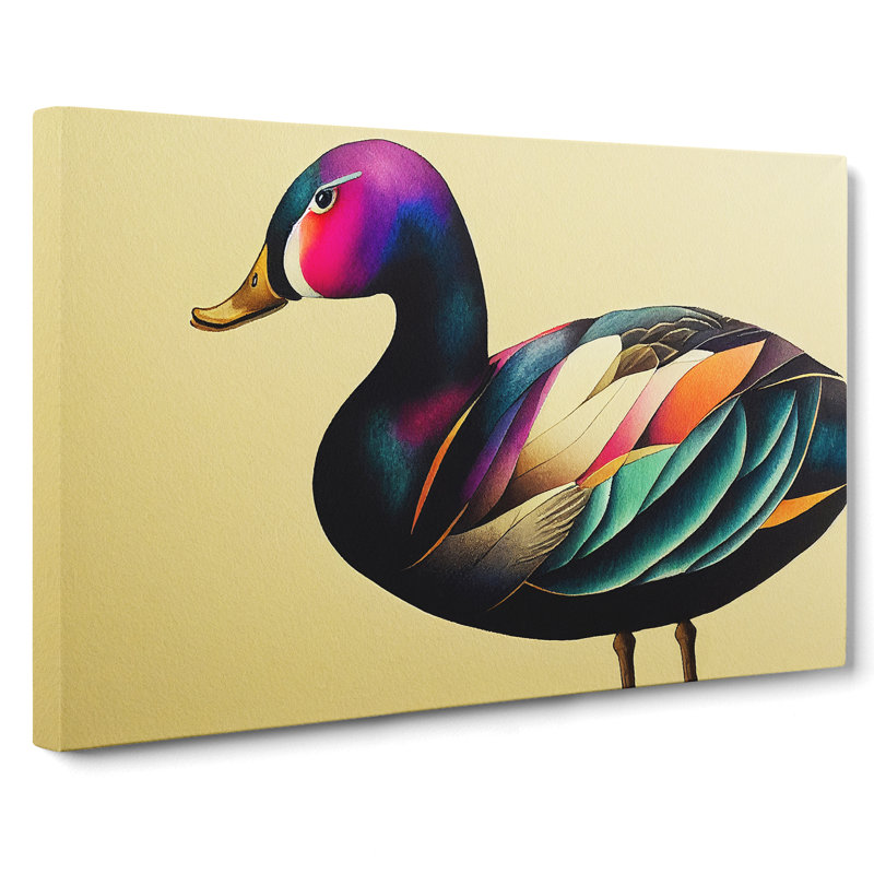 Duck Watercolour Art - Wrapped Canvas, 50cm H x 76cm W x 3cm D