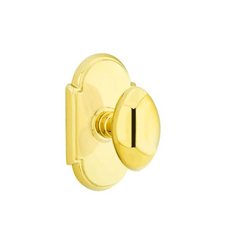 Passage Egg Knob with # 8 Rose, Polished Brass Lifetime