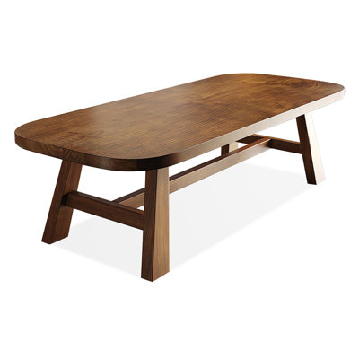 Nut-brown Rectangular Solid Wood Dining Table