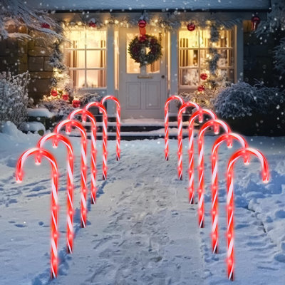 17" Christmas Candy Cane Pathway Lights Set
