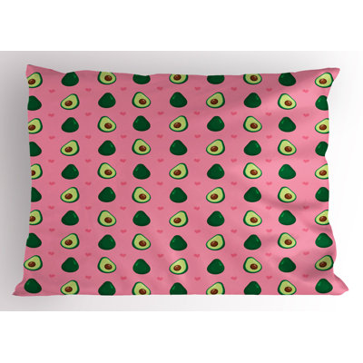 Ambesonne Avocado Pillow Sham 2 Pack Halved Fruit and Heart Art 132693 -  pil-2_132693_26x20