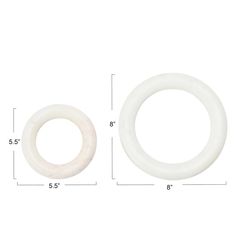 Marble Trivets For Dining Table, Set Of 2, 8" Round, White