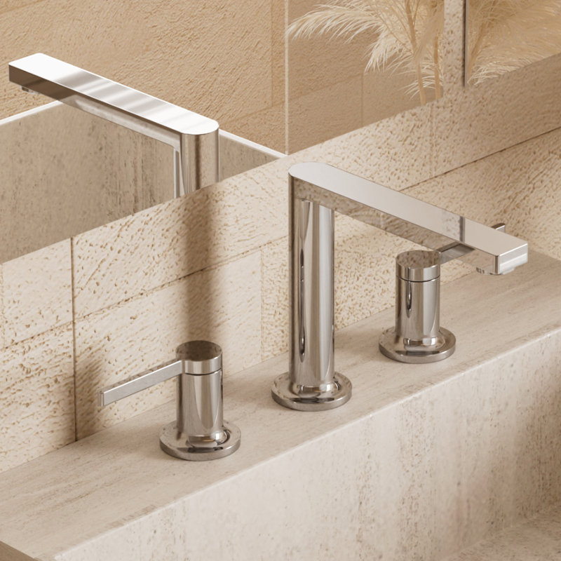Robinet de salle de bain surdimensionné avec bonde escamotable, robinet de salle de bain moderne à 2 poignées et 3 trous en chrome poli