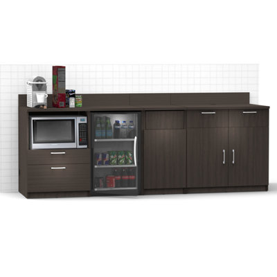 Commercial Grade Coffee Kitchen Lunch Room Cabinets Fully Assembled 102"W x 36"H  3 pc