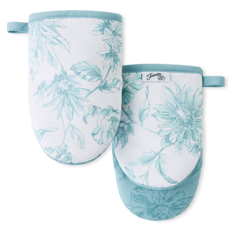 Mini ensemble de 2 gants de cuisine FIESTA Botanical Floral, bleu ciel, 5,5 po x 8 po