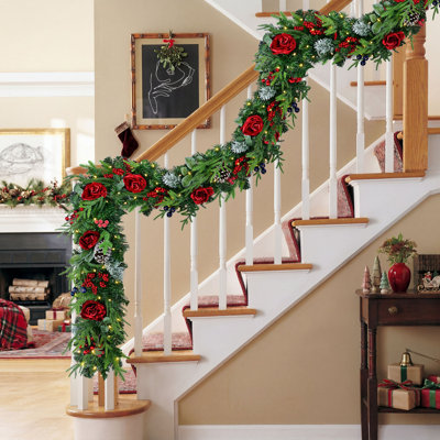 6ft Pre-Lit Decorated Artificial Christmas Garland with Warm White LED Lights