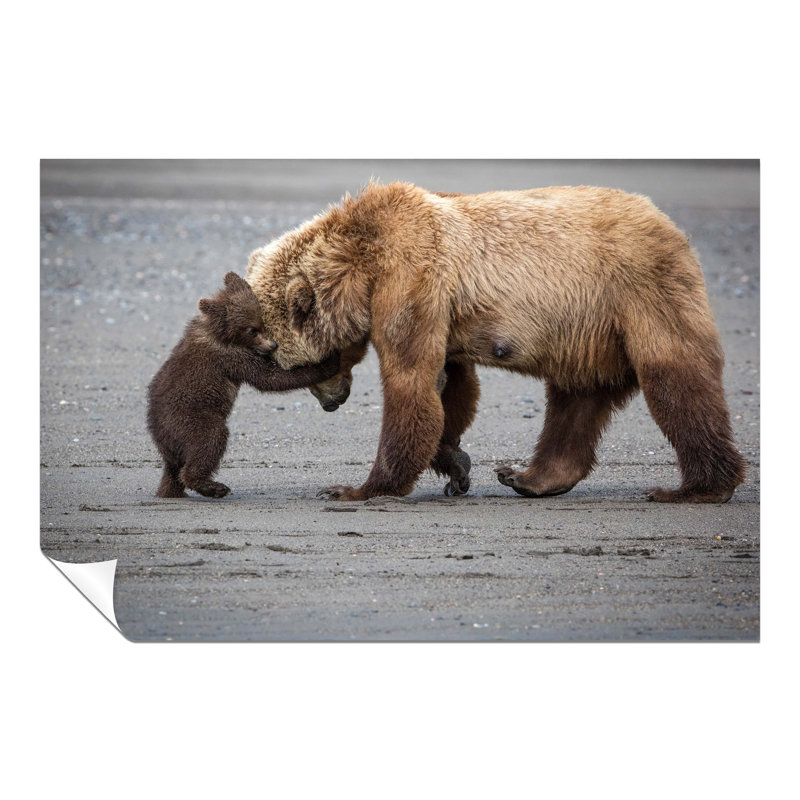 Cute Bear Hug Mother And Baby - No Frame Print, 31cm H x 20cm W
