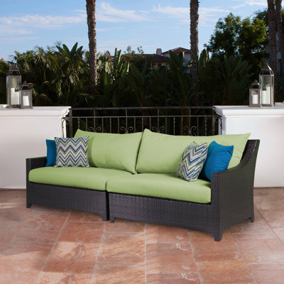 Fionnula 96" W Aluminum Patio Sofa with Sunbrella Cushions
