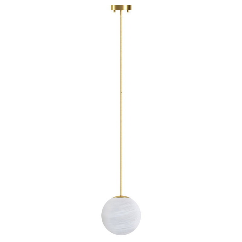 Luminaire suspendu sphère 1 lumière avec verre nuageux Lio, Laiton brossé