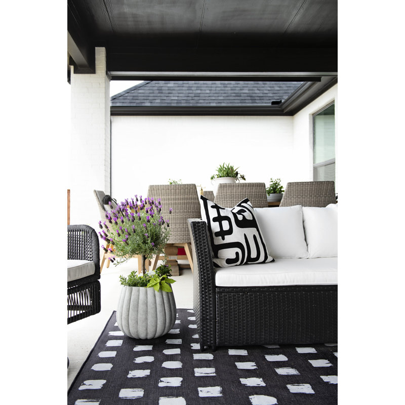 Housse et insert de coussin carré géométrique, 20 po x 20 po, Beige / noir