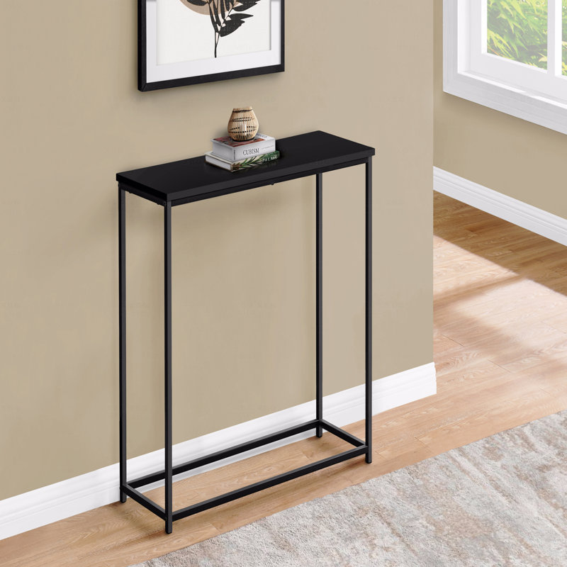 Accent Table Console Entryway Narrow Sofa Living Room Bedroom Metal Laminate, Black, Black