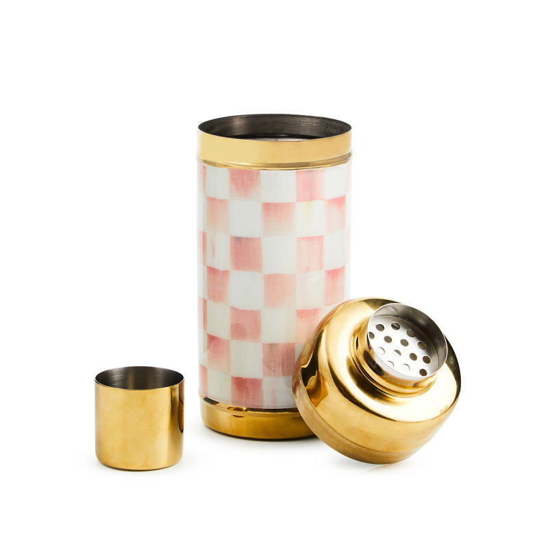 Rosy Check 3260 Cocktail Shaker, Gold/Pink/White