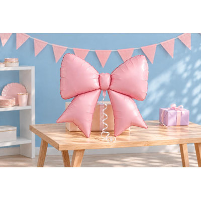 Ballon en aluminium rose poudré avec nœud, grand ballon uni pour décoration de fête d'anniversaire