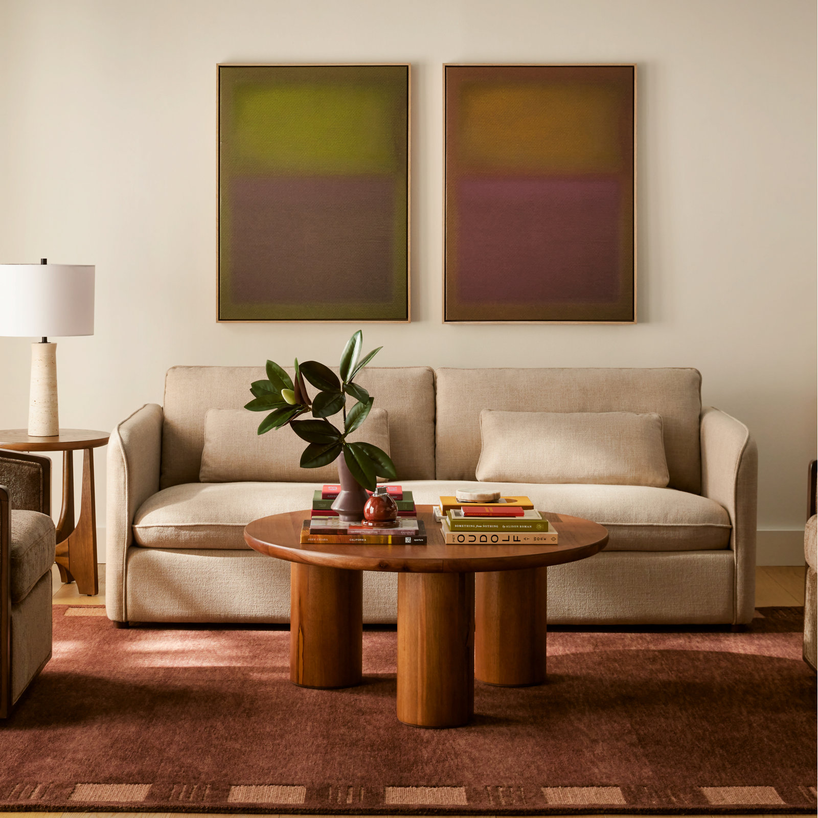 Composition Deep by Charles Stuart, Light Brown, 40" H x 30" W x 2" D, Green