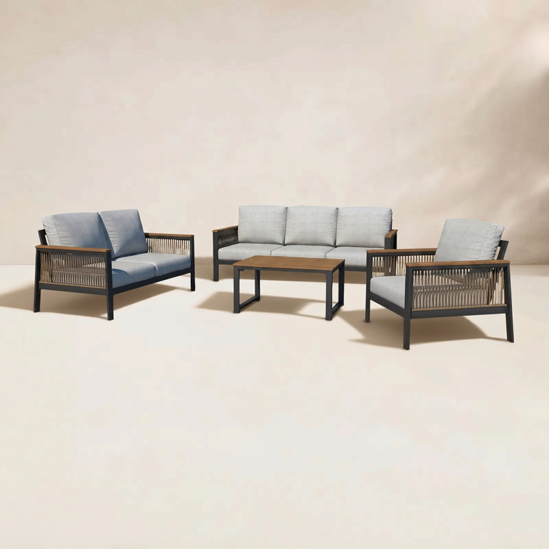 Townsend 4 Piece Sunbrella® Sofa Seating Group with Cushions, Canvas Granite