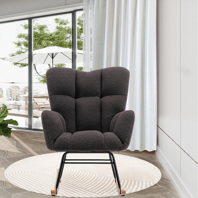 Chaise berçante capitonnée Kenlie, Ourson gris foncé