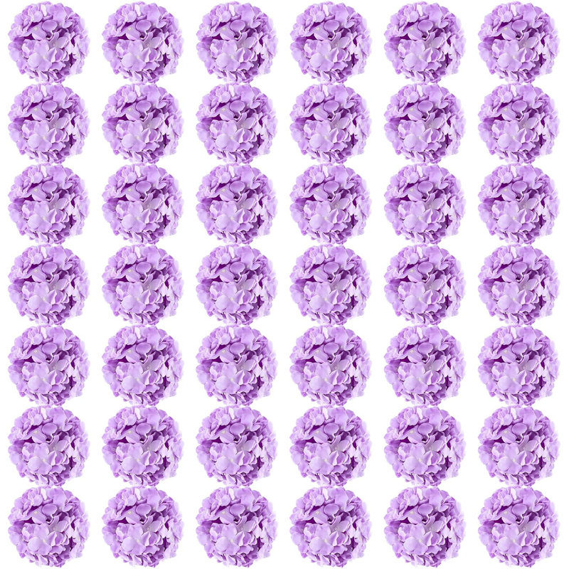 64 pièces d'hortensias artificiels mauves