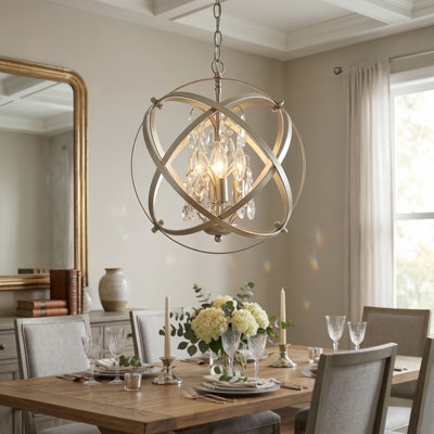 Rappaport 4 - Light 17"W Dimmable Globe Chandelier with Crystal Accents