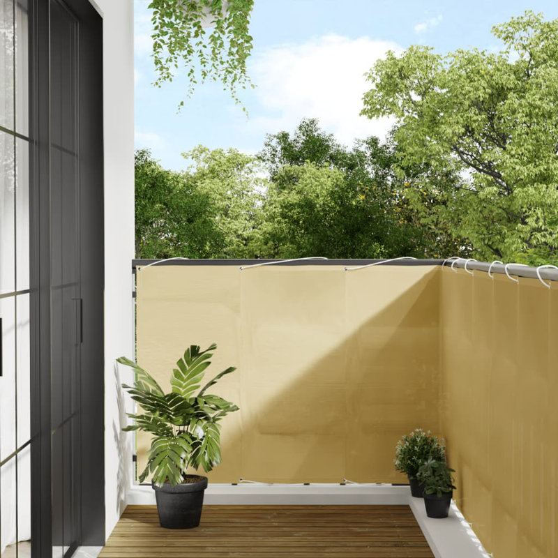 Dakota Fields Balcony Screen 100% Polyester Oxford, 120cm H x 800cm W, Light Grey