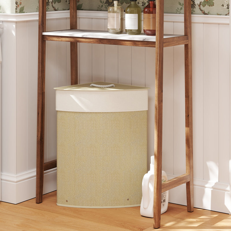 Hand Woven Bamboo Laundry Hamper with Handles, Nature Wood 