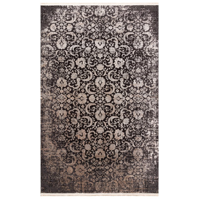 Tapis d'entrée élégant, 2,6 x 4,9 pi | 100% viscose / acrylique, hauteur de poils de 5 mm | Tissé à la machine, 1 200 000 points de fil | Durable, facile à nettoyer avec l'aspirateur et le détachant | Parfait pour le salon et le vestibule