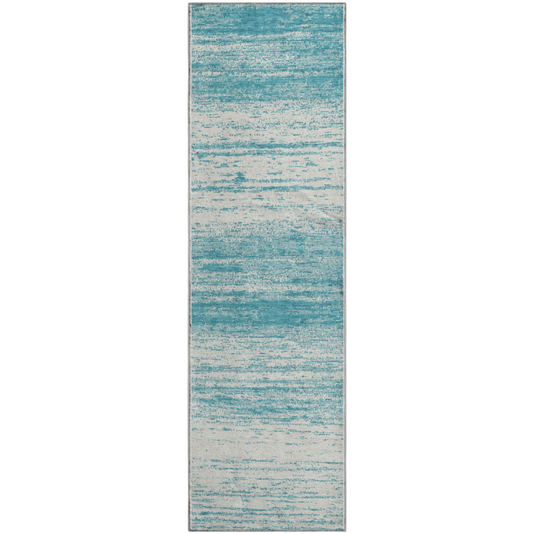 Premium Machine Washable Prisco Teal Rug