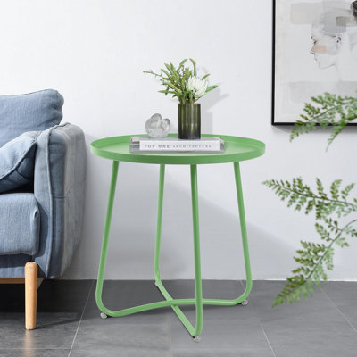 Tables d'appoint d'extérieur Babion, petite table d'appoint ronde en métal, table de bout en métal résistante aux intempéries pour patio, balcon de jardin, jardin, porche, chevet, vert