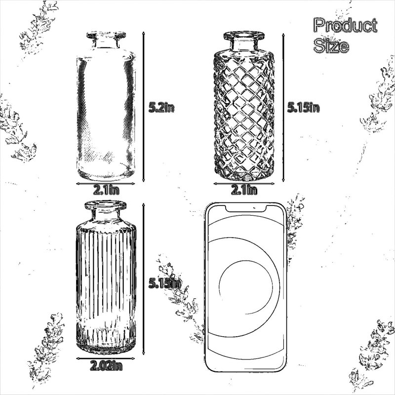 Ensemble de 30 vases à fleurs en verre, petits vases à fleurs transparents avec 3 motifs texturés pour centres de table, mini vases rétro pour mariage, fête, maison ou décorations de table