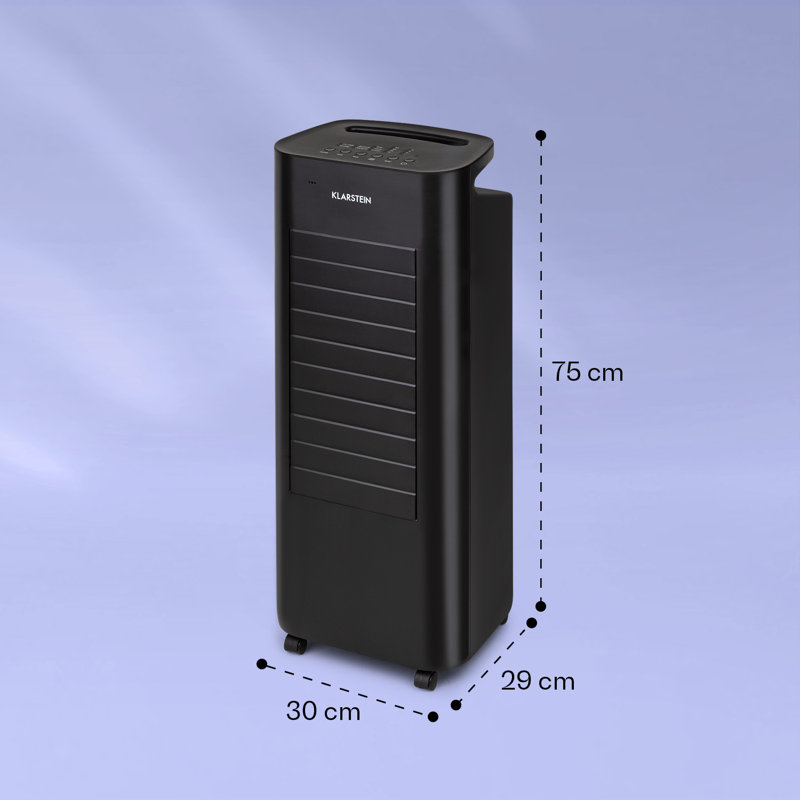 Klarstein Icewind Max 3-In-1 Air Cooler 330 M³/H 60W Oscillation 6 Ltr Timer Remote Control, Black