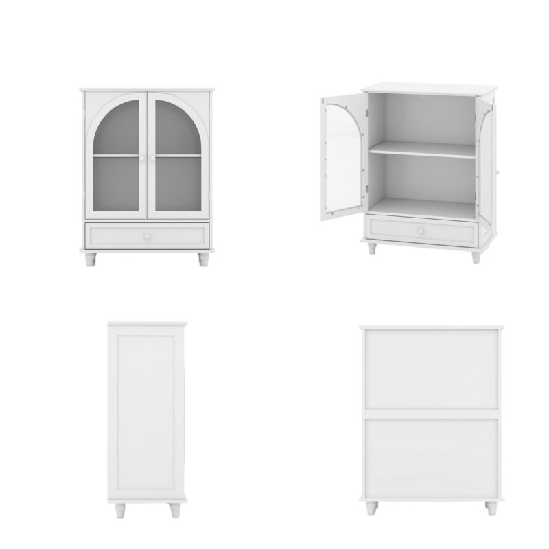 Buffets et buffets en verre arqué, rangement en MDF blanc pour la cuisine