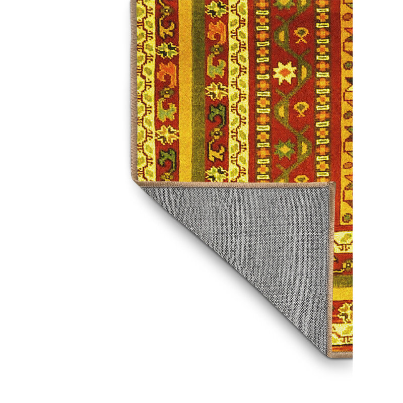 Tapis contemporains jaunes lavables à la machine 3091, Rectangle 8 pi x 12 pi